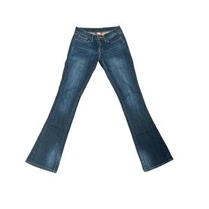 Low-rise dark wash flare jeans; vintage; y2k; Lucky Brand